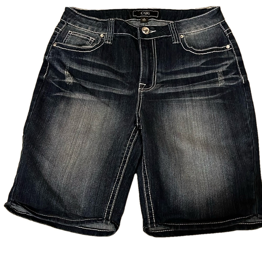 Cato bejeweled denim Bermuda shorts size 8